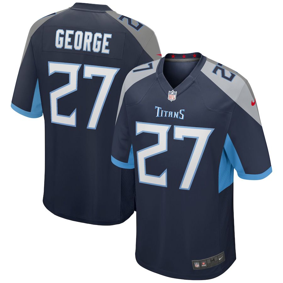 Men Tennessee Titans 27 Eddie George Nike Navy Game Retired Player NFL Jersey